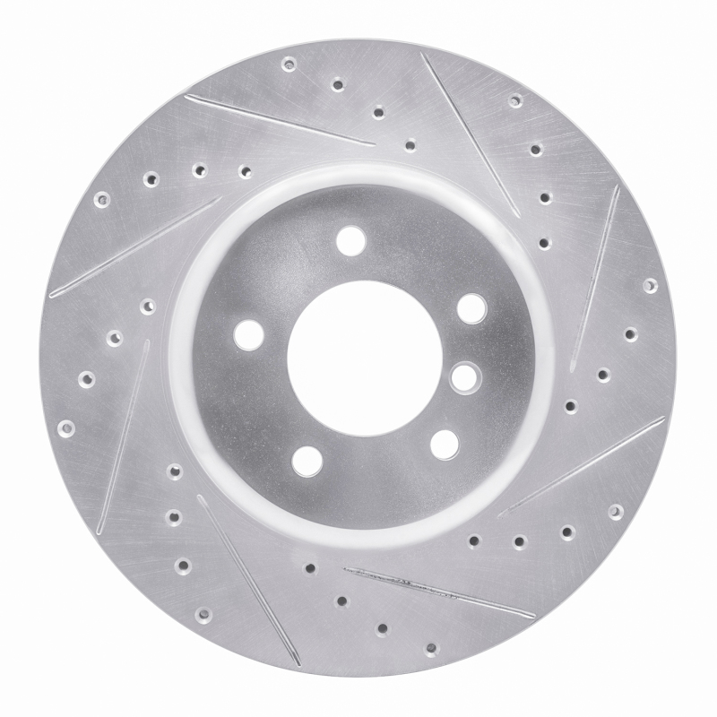BMW Z4 Brake Rotor (1) - Front Right - R1 Concepts - Drilled & Slotted - Silver - `11-`16